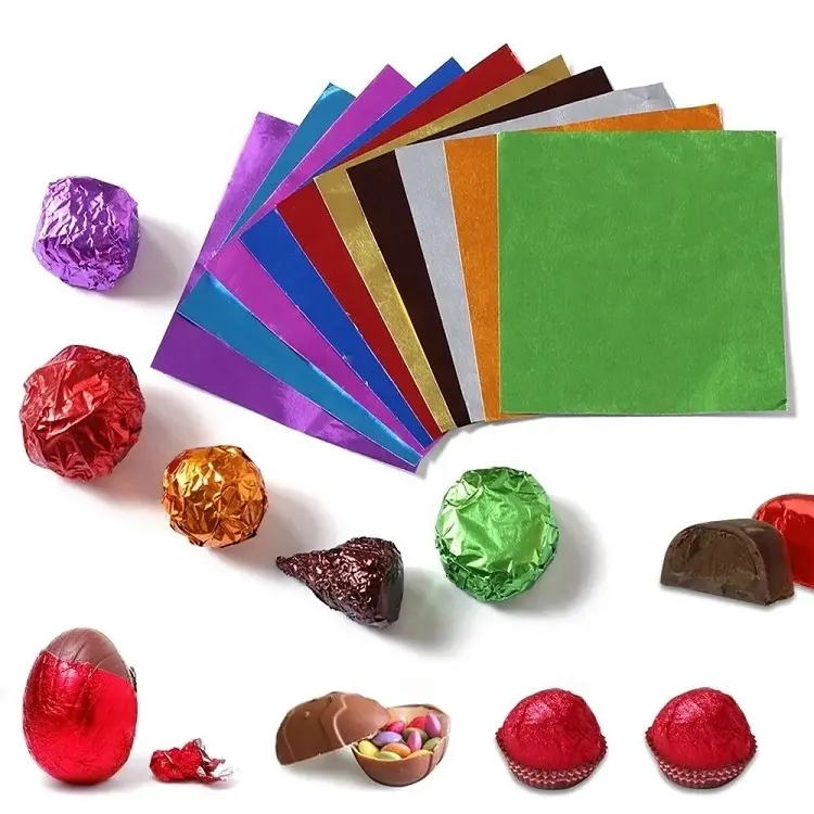 High Quality Disposable Soft Aluminum Foil Die Cut Paper Sheet Gold Colored Food Grade Wrap for Chocolate Candy Gift Packaging