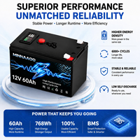 Baterai Lithium LiFePO4 12V 60Ah Siklus Dalam Isi Ulang untuk RV, Solar, Kapal, Golf Cart, dan Sistem Off Grid
