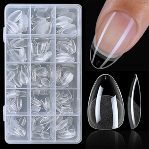 Nouveau produit : 240 capsules/boîte de capsules transparentes semi-mates carrées et circulaires pour ongles artificiels, embouts d'ongles - Product Image 1