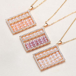 Joyería de Cobre Chapada en Oro de 14k al por Mayor, Oro Real, Accesorios de Abacus para Transmisiones en Vivo de Celebridades de Internet, Colgantes y Dijes de Perlas - Product Image 2