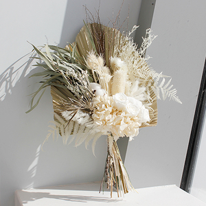 2023 doux rêve automne mariée Rose <span class=keywords><strong>fleur</strong></span> bouquet avec feuille <span class=keywords><strong>de</strong></span> palmier naturel Boho séché/conservé floral maison déco cadeau bouquet - Product Image 2