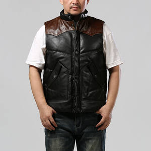 Gilets en cuir personnalisés pour l'hiver 2025 | Gilet en cuir <span class=keywords><strong>de</strong></span> vache avec rembourrage en duvet <span class=keywords><strong>de</strong></span> <span class=keywords><strong>canard</strong></span> | Gilet en cuir - Product Image 3