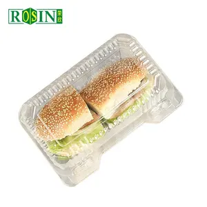 Rechteck klappbare Clam shell durchsichtiger Kunststoff herausnehmen Behälter Lebensmittel box für Hamburger Dessert Kuchen Sandwich Brot Salat