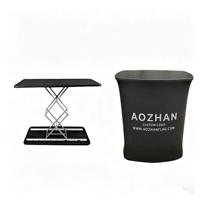 Table de podium pliable portable personnalisée pour salon professionnel, comptoir d'exposition, stand, avec élévateur hydraulique et caisson lumineux (rectangulaire)