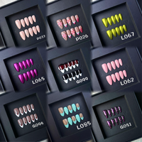 Faux ongles en acrylique de fleur d'amandier 3D de créateur fait à la main, 10 pièces de presse carrée courte de style français, vente en gros de faux ongles