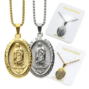 Custom Design Metall Katholische Jungfrau Maria Kleine Emaille Charm Halskette Religiöse Wunderbare Medaille Schmuck Anhänger