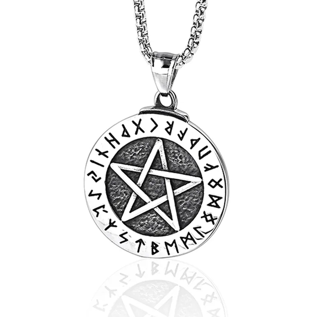 Custom Stainless Steel Men Vintage Pentagram Pendant Necklace