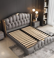 Lit rembourré de luxe moderne, très demandé, en bois massif, taille King et Double, ensemble de meubles de chambre à coucher, vente en gros