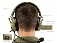 Casque tactique à réduction de bruit active NH18, conçu pour la surveillance environnementale, étanche IP67, avec micro boom et contrôle par bouton double canal 15-20