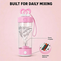 Mug électrique auto-mélangeur pour adultes, idéal pour la salle de sport, portable, anti-fuite, réutilisable, mélangeur de café et de lait avec un joli design rose, cadeau
