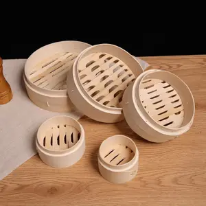 Bamboo Eco-friendly Steamer Bamboo Liner Reusable All-purpose Pot Basket 10-inch Natural Bucket Handmade Cooking Utensils