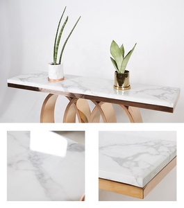 Ý phòng khách thương mại đồ nội thất Slimline dài mỏng màu đen và vàng đá cẩm thạch đá Top giao diện điều khiển Bảng với Gương Châu Âu - Product Image 6