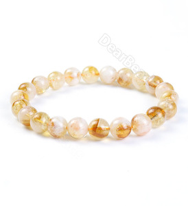 8MM Naturel Lisse Perle Brésilienne Neige Citrine <span class=keywords><strong>Bracelet</strong></span> Élastique Stretch Bracelets pour Femme <span class=keywords><strong>Homme</strong></span> Bijoux - Product Image 2