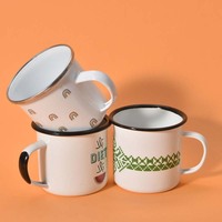 Tasses en émail en gros 350ml 500ml 750ml 1200ml, couleurs personnalisées, logo, mug en émail alimentaire avec poignée pour café
