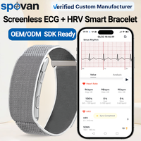Pulsera Inteligente SPOVAN sin Pantalla con ECG+HRV, Monitor de Actividad Física con SDK Abierto, Monitor de Ritmo Cardíaco para Personalización OEM/ODM