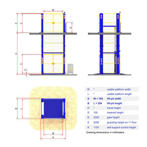 1000 kg Petites Dimensions Hydraulique <span class=keywords><strong>Ascenseur</strong></span> De Fret avec Portes Sûres et Pièces remplacées - Product Image 6