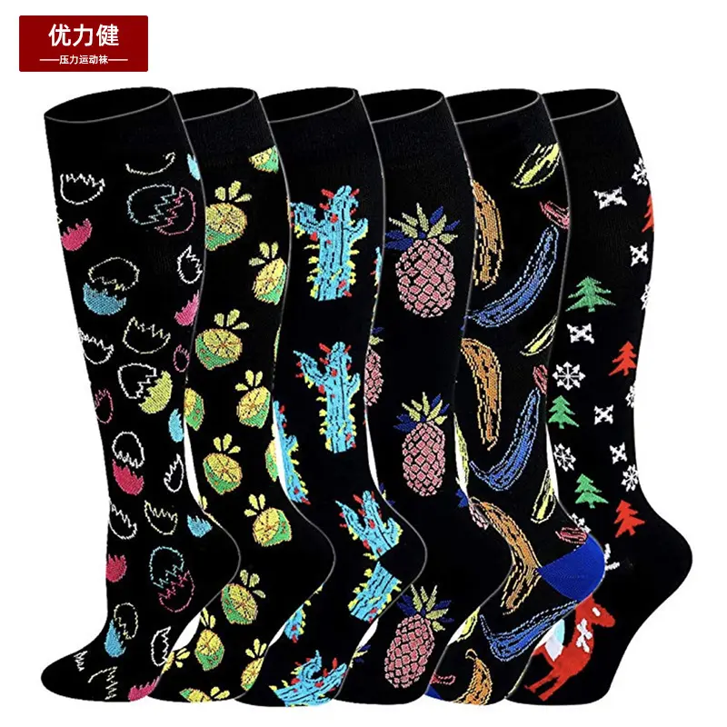 Wholesale Discharge Printing Breathable Quick Dry Crew Socks Calcetines Cool Dress Happy Unisex Socks