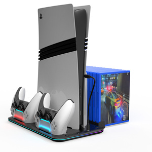Station de charge de refroidissement <span class=keywords><strong>PS5</strong></span> Support vertical pour <span class=keywords><strong>PS5</strong></span> Slim/Pro avec 3 modes d'éclairage Ventilateur turbo de stockage de 15 cartes - Product Image 4