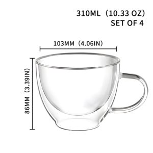 Sẵn Sàng Tàu 310Ml 10Oz Borosilicate Rõ Ràng Xử Lý Cách Điện Tường Đôi Cốc Cà Phê 4Pcs Mỗi Hộp Insanely Phong Cách Thủy Tinh Đồ Uống - Product Image 2