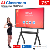 Tableau blanc interactif intelligent multi-touch LCD 4K tout-en-un pour salle de classe, 65, 75, 86, 98, 100, 110 pouces