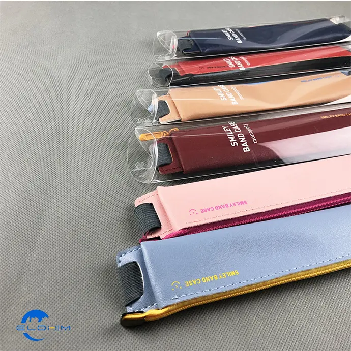 PU Leather Elastic Buckle Pouch Pencil Case Pen Bag for Notebook Office School Supplies Stationery Accessories