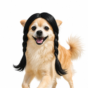 Divertida Peluca para Mascotas, Perros y Gatos, Peluca Afro de Doble Cola de Caballo, Accesorios de Disfraces para Fiestas, Halloween, Navidad, Cosplay - Product Image 1
