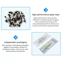 ISO11784/11785 puce de taille personnalisée standard RFID LF puce de tube de verre animal EM4305 verre biologique pour la gestion des animaux de compagnie