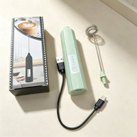 JLL7601 Mousseur à lait électrique portable rechargeable par USB en plastique, batteur à œufs multifonctionnel pour café et crème, fouet ménager