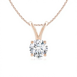 0.50 Ct Lab Grown Diamond Solitaire <b>Pendant</b> Necklace 925 Sterling Silver & 14K <b>Solid</b> <b>Gold</b> OEM ODM Wholesale Supplier - Product Image 3