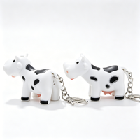 Porte-clés d'animaux en plastique, LED, 1 pièce, bijoux en forme de vache Moo, son, offre spéciale