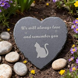 Lápida Conmemorativa para Gatos en Forma de Corazón, Silueta de Gato de 4 Pulgadas, Placa Conmemorativa para Jardín Exterior 'Siempre los Amaremos' - Product Image 6
