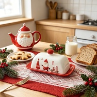 Services de table en céramique de Noël avec motifs en relief 3D de dessins animés, céramiques de qualité alimentaire, best-sellers du commerce électronique transfrontalier