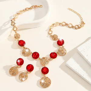 European and American Explosions Retro Necklace Earrings Set 2025 Summer New Ladies Circle Exaggerated <b>Wedding</b> <b>Accessories</b> T4252 - Product Image 3
