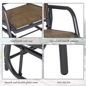 Conjunto de 2 Sillas Glider para Exteriores, Estructura Metálica, Tela Tejida, Muebles de Jardín, Diseño Contemporáneo, Asientos Duraderos para Patio - Product Image 4