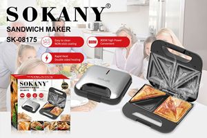 NOUVEAU Appareil à sandwichs 800W avec contrôle automatique de la température, plaques antiadhésives et poignée anti-brûlure pour un petit-déjeuner rapide - Product Image 2
