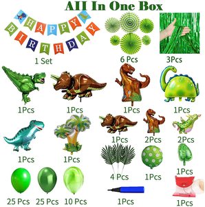 Le tende a ventaglio di carta pompano le bomboniere a tema dinosauro perfette includono i palloncini di dinosauri Set di decorazioni per feste di compleanno di dinosauri - Product Image 5