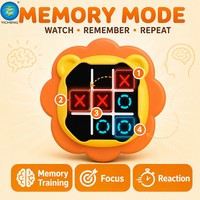 Jeu électronique 3 en 1 Tic Tac Toe en forme de lion, jeu de puzzle de mémoire portable, jeu de société interactif pour enfants, entraînement cérébral