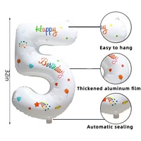 Livraison Rapide Ballon en Latex AlienFoil Imprimé Multicolore Blanc 32 Pouces pour Anniversaire Numérique, Fond Photo de Fête, Vente en Gros