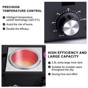 Chauffe-cire professionnel Lifestance double cuve 500cc en métal, électronique multi-tension pour l'épilation des mains, des pieds et du corps en salons/spas - Product Image 6