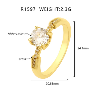 Custom Engagement <b>Rings</b> <b>Cubic</b> <b>Zirconia</b> Brass 18K Gold Plated <b>Rings</b> for Women - Product Image 6