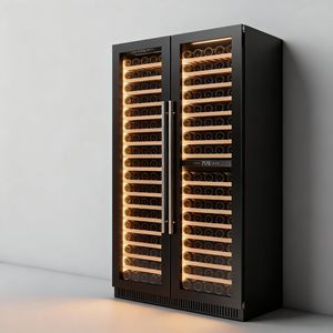 Refrigerador de Vino Tinto Comercial <span class=keywords><strong>Vertical</strong></span> de 316 Botellas, Dos Puertas de Vidrio, Tres Zonas de Temperatura Independientes - Product Image 3