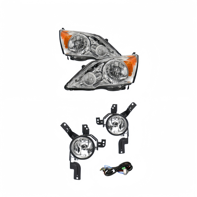 Headlight Headlamp Set Foglamp Set with Switch Body Kit Replacement for Honda CRV 2007 2008 2009 2010 2011 4pcs American Version