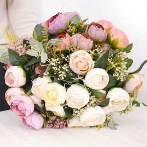 Künstliche Blumenstrauß fabrik Großhandel 9-Kopf-Blume weiß Home Party Hochzeit - Product Image 1