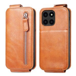 Pour l'étui Honor X6A, étui de protection antichoc en cuir à rabat vertical pour portefeuille à glissière étui de téléphone portable - Product Image 1