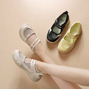 Scarpe estive da <span class=keywords><strong>donna</strong></span> Mary Jane in rete traspirante <span class=keywords><strong>con</strong></span> <span class=keywords><strong>velcro</strong></span>, <span class=keywords><strong>sneakers</strong></span> casual <span class=keywords><strong>con</strong></span> suola spessa antiscivolo per uso esterno - Product Image 1