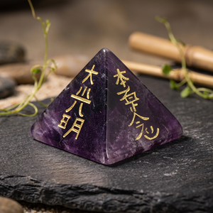 Pyramide de cristal de pierre précieuse d'énergie curative en améthyste naturelle avec symbole Reiki, fabricant, fournisseur, exportateur de Moin Agate - Product Image 2