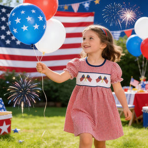 Vestido <span class=keywords><strong>de</strong></span> Algodón Estampado Informal <span class=keywords><strong>de</strong></span> Verano para Niña, Diseño <span class=keywords><strong>de</strong></span> Día <span class=keywords><strong>de</strong></span> la Independencia <span class=keywords><strong>de</strong></span> EE. UU., 4 <span class=keywords><strong>de</strong></span> Julio, OEM/ODM, Ecológico <span class=keywords><strong>y</strong></span> Transpirable, Disfraz Infantil - Product Image 2