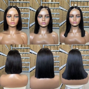 วิกผมมนุษย์ผมบ๊อบทรงตรงขนาด2x6 Kim <span class=keywords><strong>King</strong></span> วิกผมมนุษย์แบบสั้นสีดำธรรมชาติ - Product Image 2
