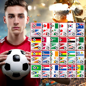 Ensemble de tatouages temporaires pour l'événement de football États-Unis Canada Mexique 2026 – 32 drapeaux nationaux, sûrs pour la peau, imperméables, pour les fans de football - Product Image 1