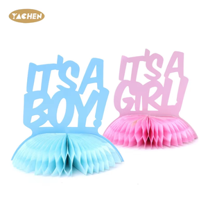 YACHEN azul rosa <span class=keywords><strong>es</strong></span> un niño/niña bebé género revelar panal Mesa centros de mesa decoraciones para decoración de fiesta de bienvenida de bebé - Product Image 1